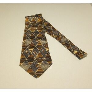 Haggar 100%‎ Silk Men's Brown and Gray Neck Tie 57 inches long